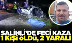 Salihli'de otomobil elektrik direğine çarptı: 1 ölü, 2 yaralı
