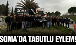 Soma Termik Santrali önünde siyah tabutlu eylem