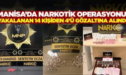 Manisa'da Narkotik Operasyonunda yakalanan 14 kişiden  4'ü Gözaltı alındı