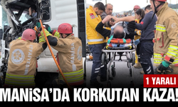 Manisa'da kamyon ile otomobil çarpıştı: 1 yaralı