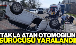 Manisa'da motosiklete çarpmamak için manevra yapan otomobil takla attı: 1 yaralı