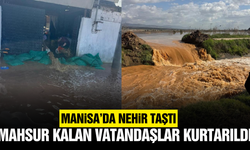 Manisa'da nehir taştı: Vatandaşlar traktörlerle kurtarıldı!