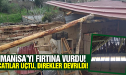 Manisa'da şiddetli fırtına çatıları uçurdu!