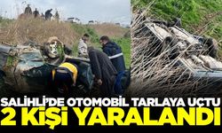 Salihli-Alaşehir yolunda otomobil tarlaya uçtu!