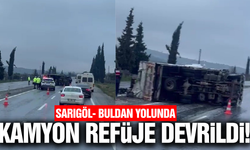 Sarıgöl-Buldan yolunda portakal yüklü kamyon devrildi!