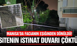 Manisa'da korkutan gece: Heyelan duvarı yıktı, daireye hasar verdi