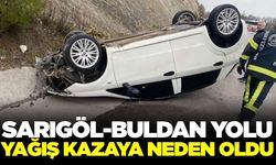 Sarıgöl-Buldan yolunda otomobil takla attı