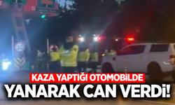İzmir'de bariyerlere çarpan otomobil alev aldı: 1 ölü