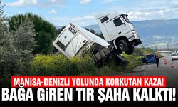 Manisa-Denizli yolunda kontrolden çıkan tır bağa girdi!