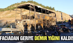 Denizli'de 8 kişinin öldüğü otobüsten geriye sadece demir yığını kaldı