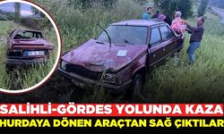 Salihli-Gördes yolunda kaza: Araç hurdaya döndü!
