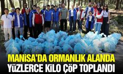 Manisa protokolü ve öğrenciler yüzlerce kilo atık topladı