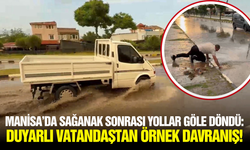 Manisa'da Yollar Göle Döndü, Örnek Vatandaş Rögarları Temizledi!