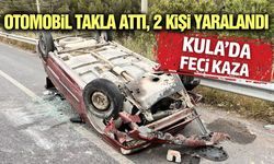 Kula’da kontrolden çıkan araç bariyere çarptı: 2 yaralı