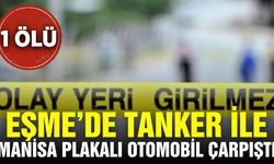Eşme'de Manisa plakalı otomobil ile tanker çarpıştı