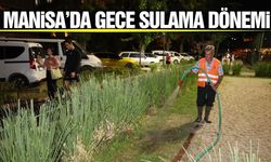 Manisa'da yeşil alanlar gece sulanıyor