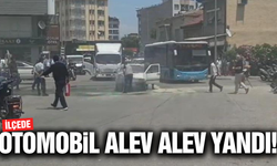 Salihli'de otomobil alevlere teslim oldu!