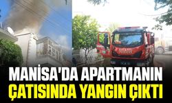 Manisa'da 3 katlı apartmanın çatısında çıkan yangın söndürüldü