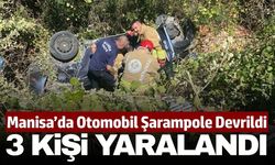 Manisa'da otomobil şarampole devrildi! Yaralılar var