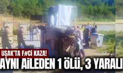 Uşak'ta karşı şeride geçen otomobil devrildi: 1 ölü, 3 yaralı