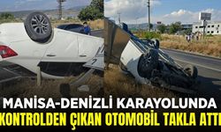 Manisa-Denizli Karayolunda feci kaza: Otomobil takla attı!
