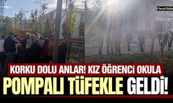 Korku dolu anlar! Kız öğrenci okula pompalı tüfekle geldi