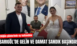 Sarıgöl’de düğün günlerinde sandık başına geldiler! Gelin ve damat oy kullandı