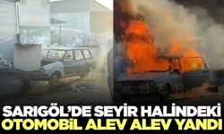Sarıgöl'de seyir halindeki otomobil alev aldı