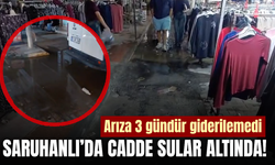 Saruhanlı’da su arızası caddeyi sular altında bıraktı