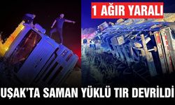 Ege'de saman yüklü tır devrildi