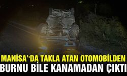 Alaşehir’de facianın eşiğinden dönüldü: Otomobil takla attı