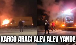 Denizli'de kargo aracı alevlere teslim oldu!