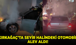 Kırkağaç’ta seyir halindeki otomobil alev aldı