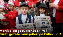 Manisa’da çocuklardan Cumhuriyet coşkusu! Tarihi manşetlerle kutladılar