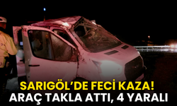 Sarıgöl’de feci kaza! Takla atan araçta 4 kişi yaralandı