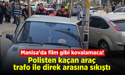 Manisa'da polisten kaçan araç trafo ile direk arasına sıkıştı