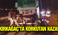 Kırkağaç'ta kömür yüklü iki tır kaza yaptı: 1 yaralı