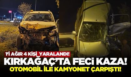 Kırkağaç'ta Otomobil ile Kamyonet Çarpıştı: 1'i Ağır 4 Yaralı