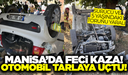 Manisa'da otomobil tarlaya uçtu: 2 yaralı