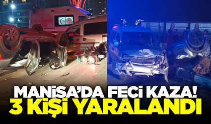 Manisa'da otomobil ile hafif ticari araç çarpıştı: 3 yaralı