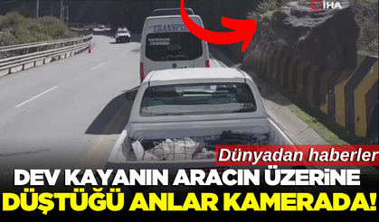 Dev kayanın kamyoneti kağıt gibi ezdiği anlar kamerada! 2 ölü 1 ağır yaralı