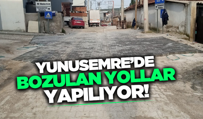 Yunusemre Belediyesi, bozulan yol ve kaldırımlarda onarım çalışmalarını sürdürüyor