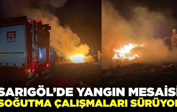 Sarıgöl’de çöplük alanında yangın çıktı