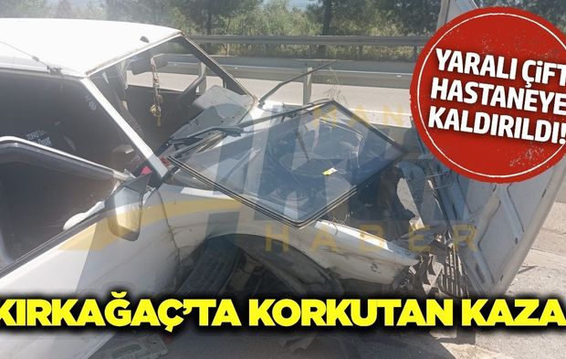 Kırkağaç'ta otomobil bariyerlere çarptı, 2 yaralı