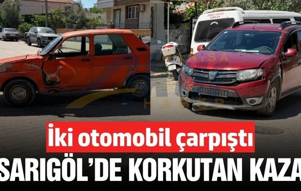 Sarıgöl'de iki otomobil çarpıştı!