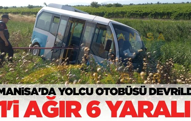 Manisa'da toplu taşıma otobüsü devrildi: 1'i Ağır 6 Yaralı