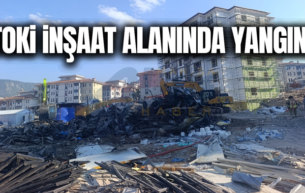 Manisa'da TOKİ inşaat alanında korkutan yangın!