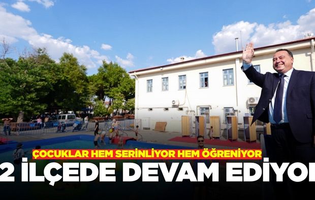 Manisa'da portatif yüzme havuzu projesi, 12 ilçede devam ediyor