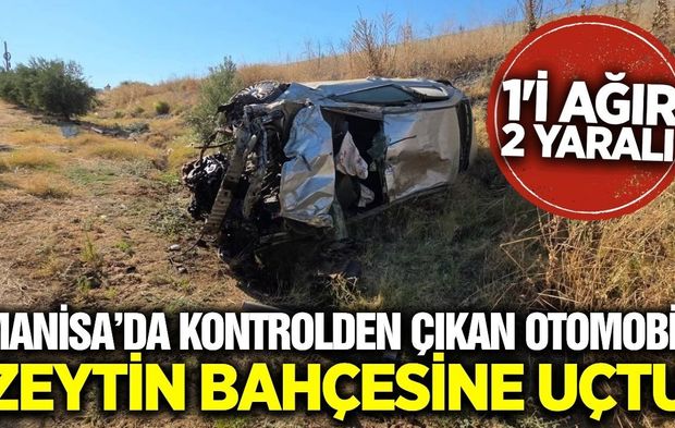 Manisa'da feci kaza: Otomobil zeytinliğe uçtu