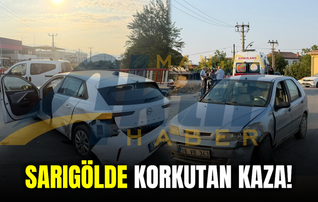 Sarıgöl'de iki otomobil çarpıştı
